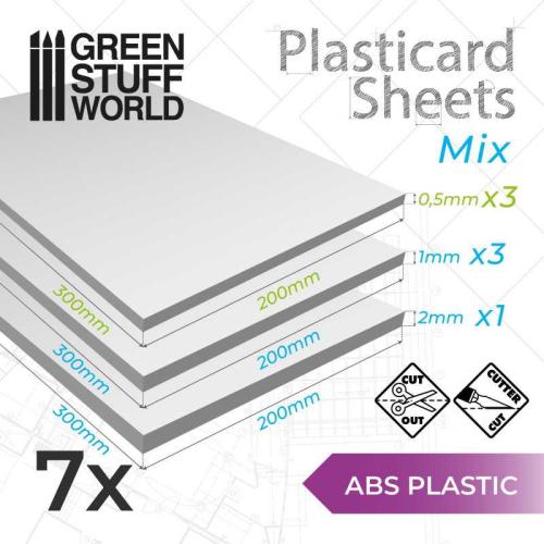 ABS Plasticard A4 - Variety 7 sheets pack