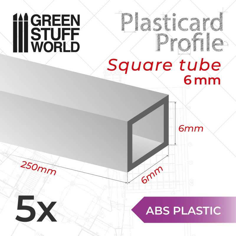 ABS Plasticard - Profile SQUARED TUBE 6mm
