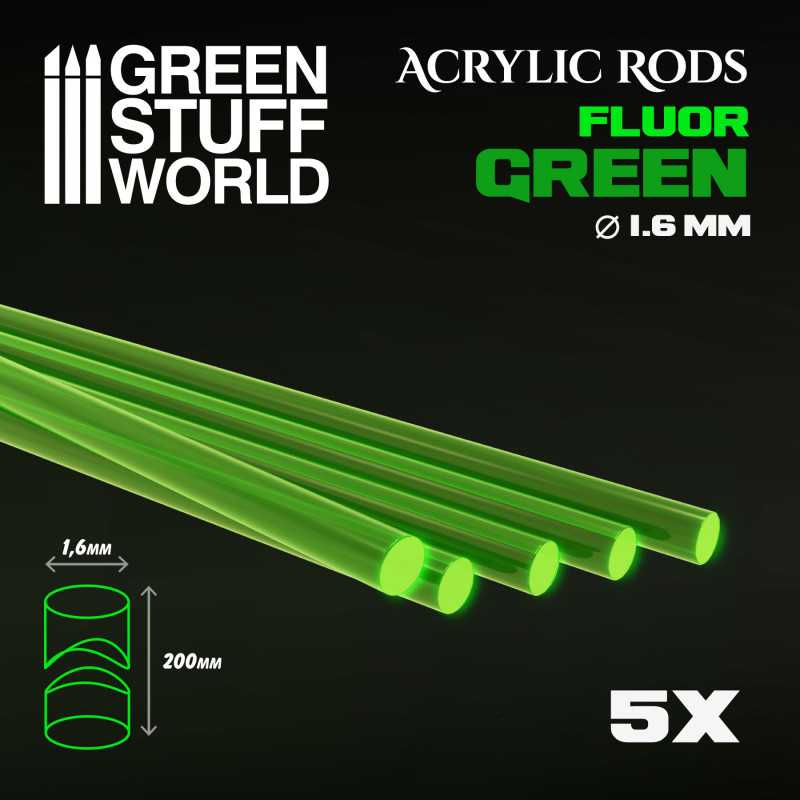 Acrylic Rods - Round 1.6 mm Fluor GREEN