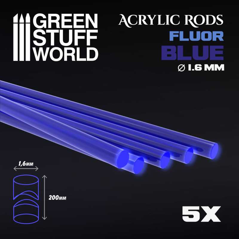 Acrylic Rods - Round 1.6 mm Fluor BLUE