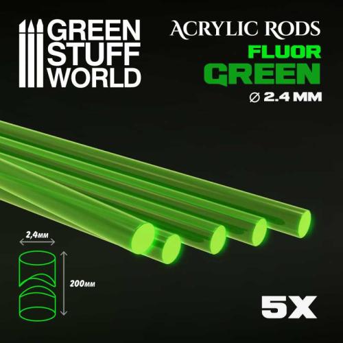 Acrylic Rods - Round 2.4 mm Fluor GREEN