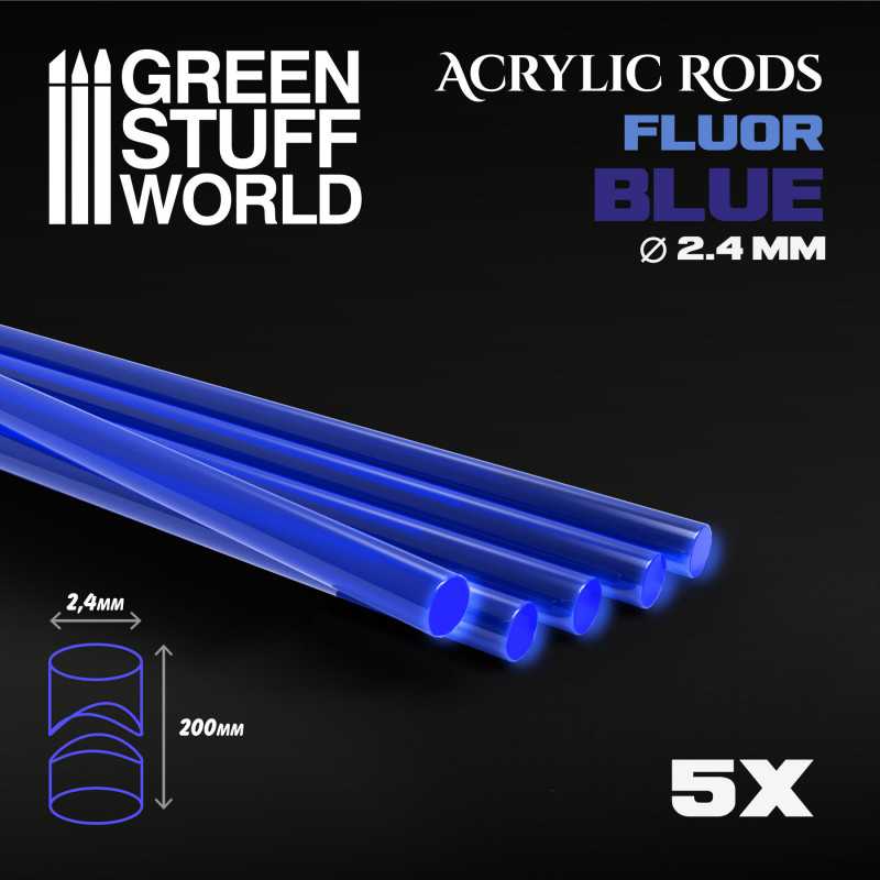 Acrylic Rods - Round 2.4 mm Fluor BLUE