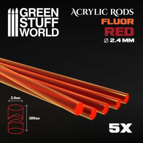 Acrylic Rods - Round 2.4 mm Fluor RED-ORANGE