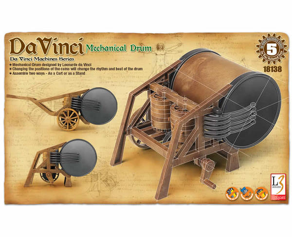 Leonardo da Vinci Mechanical Drum (no glue, movable parts)