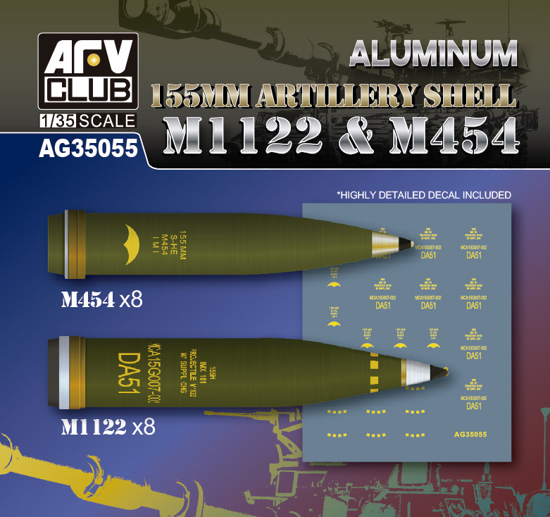 Aluminum 155mm Artillery Shell M1122 & M454 1/35