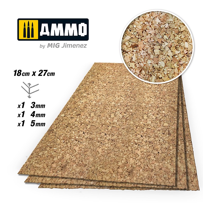 CREATE CORK Thick Grain Mix (3mm, 4mm and 5mm) 1 pc each size