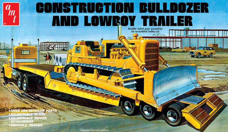 Construction Bulldozer and Lowboy Trailer 1/25
