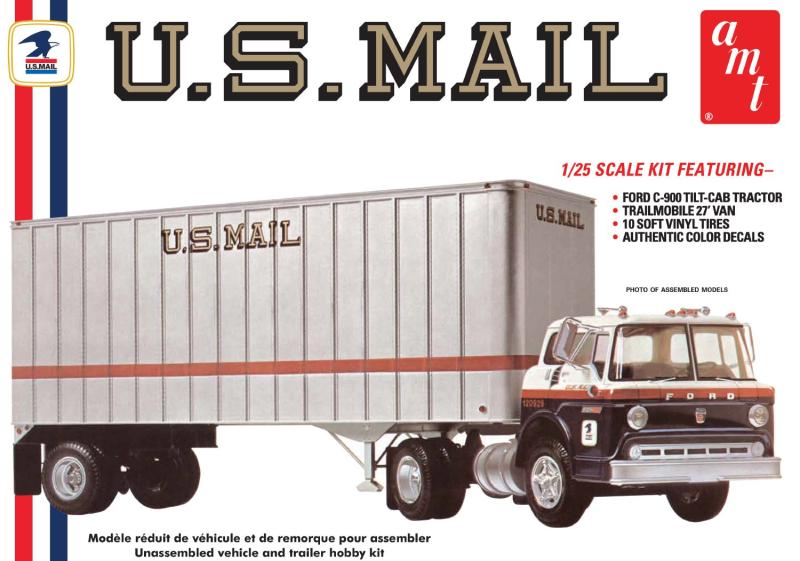 Tractor and trailer set U. S. MAIL Ford C-900 and Trailmobile 27' van 1/25