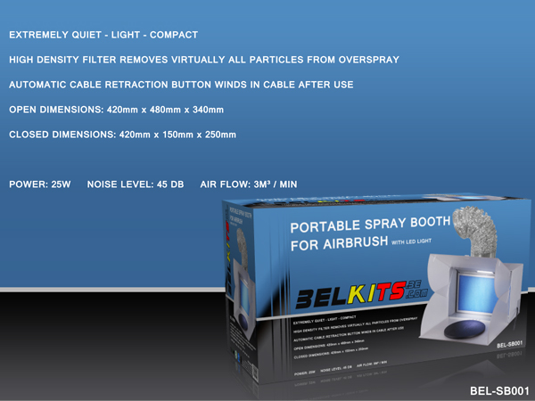 Portable Spray Booth for Airbrush with LED lights (multiple setup possible)