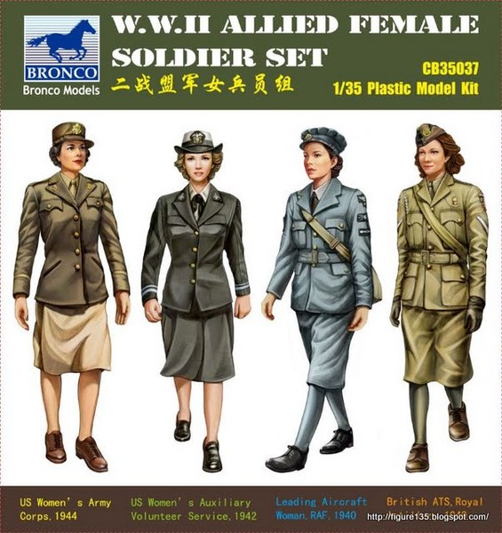 WW2, Allied Female Soldier Figure Set 1/35