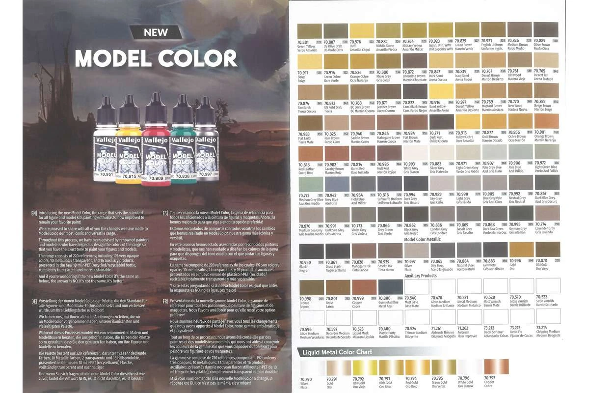 Vallejo Color chart: Model Color & Liquid Metal