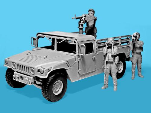 Ukrainian Drone Hunters Humvee M1097A2 with DShKM machine gun, gunner, observer and MANPADS operator 1:35