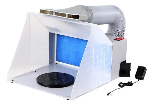 HBM bd 512 airbrush spray booth with LED lighting, extraction