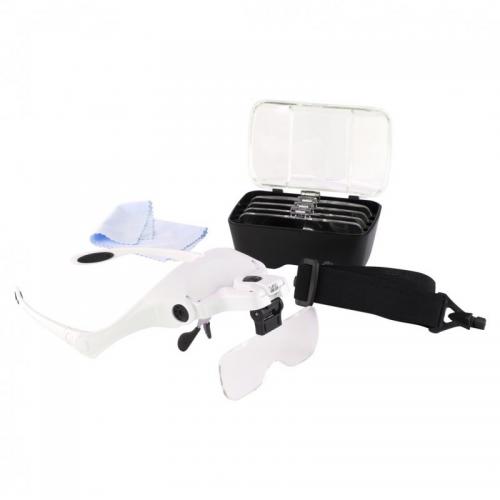 Magnifier Glasses with Headband w. LED light and 5 Lenses