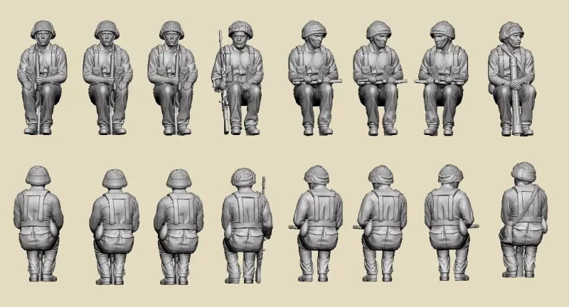 1960-1980s m/59 Uniformed Swedish Mechanized Infantry Squad, 8 x 3D printed Figures 1:72