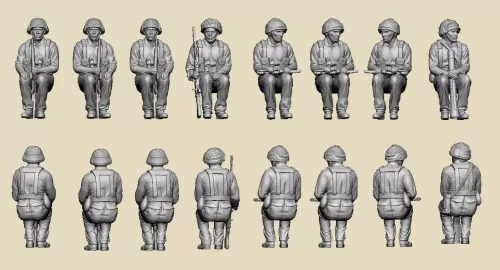 1960-1980s m/59 Uniformed Swedish Mechanized Infantry Squad, 8 x 3D printed Figures 1:72