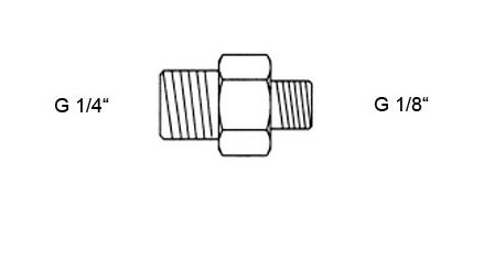 Double nipple, G 1/8" male thread - G 1/4" male thread