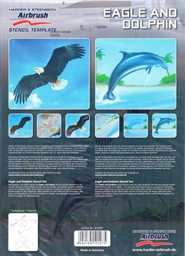 Stencil step by step "animals" (eagle and dolphin)