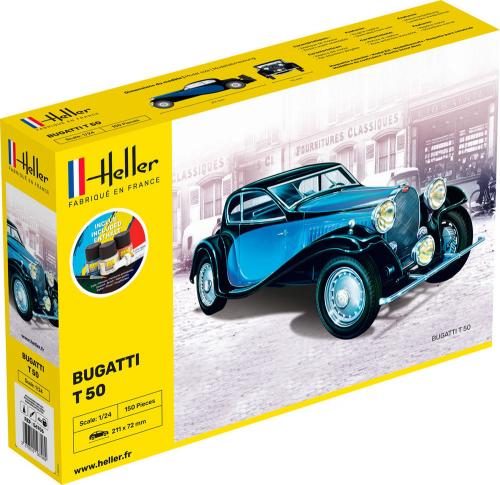 Bugatti T 50 COMPLETE w. Glue, Paint, Brush 1/24