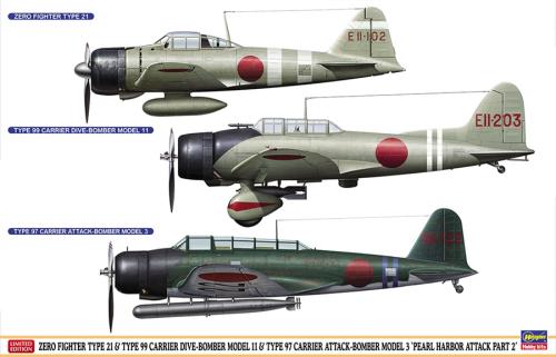 'Pearl Harbor Attack Part 2' Zero Fighter Model 21 & Aichi D3A Model 11 & Nakajima B5N2 Type 97 Mk.3 1/48