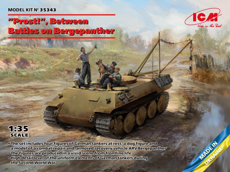 “Prost!”, Between Battles on Bergepanther WWII German Tankmen with Bergepanther 1/35
