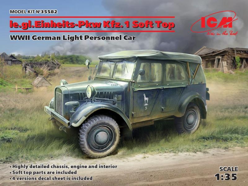 le.gl.Einheits-Pkw Kfz.1 Soft Top WWII German Light Personnel Car 1/35
