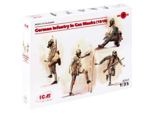 German Infantry in Gas Masks (1918) 4 figures 1/35