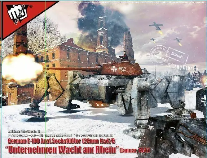 Fist of War German E-100 Ausf.Sechsfüßler 128mm KwK/B Unternehmen Wacht am Rhein Januar 1947 1/72