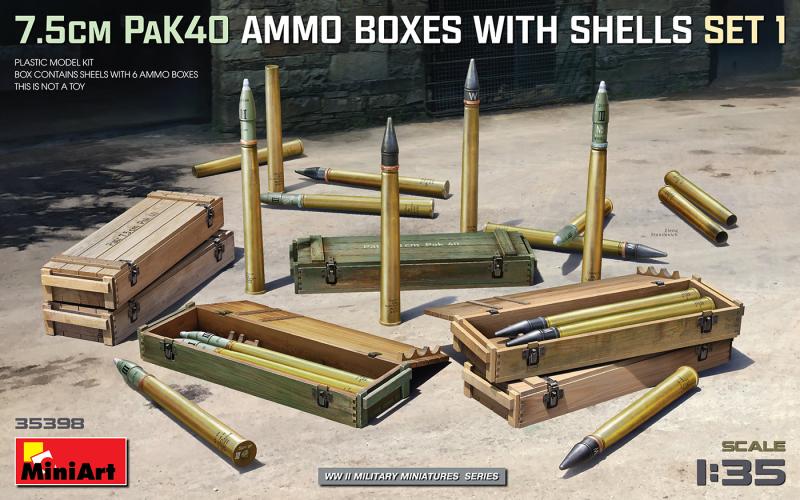 7.5cm PaK40 AMMO BOXES WITH SHELLS SET 1 1/35