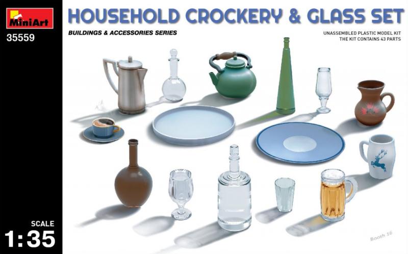 HOUSEHOLD CROCKERY & GLASS SET 1/35
