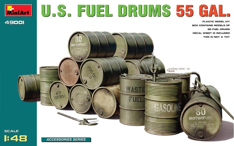 US Fuel Drums 55 gals set 1/48