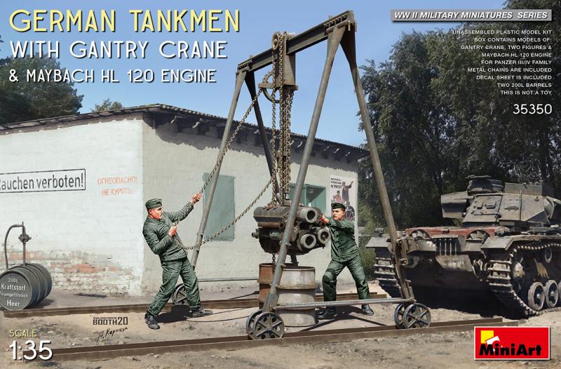 GERMAN TANKMEN WITH GANTRY CRANE & MAYBACH HL 120 ENGINE 1/35