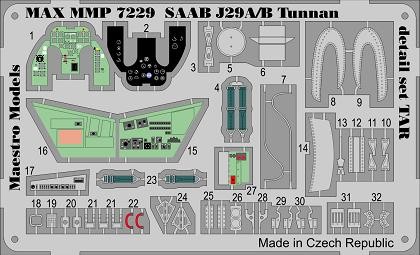 SAAB J29A/B Tunnan detail set for Tarangus 1/72