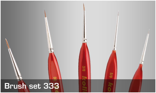 Brush Set 333 (x5) red sable brushes size 10/0, 5/0, 3/0, 2/0, 0