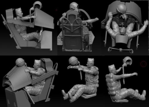 SAAB J29 - Seated Pilot, Helmet Off (PIR) 1/48