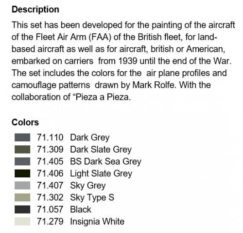 FAA (FLEET AIR ARM) Colors 1939-1945 (x8)