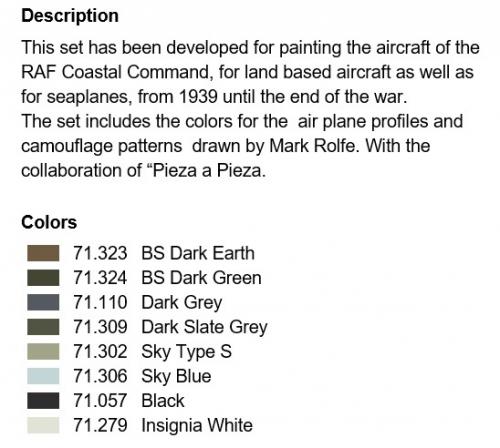 RAF Colors Coastal Command 1939-1945 (x8)
