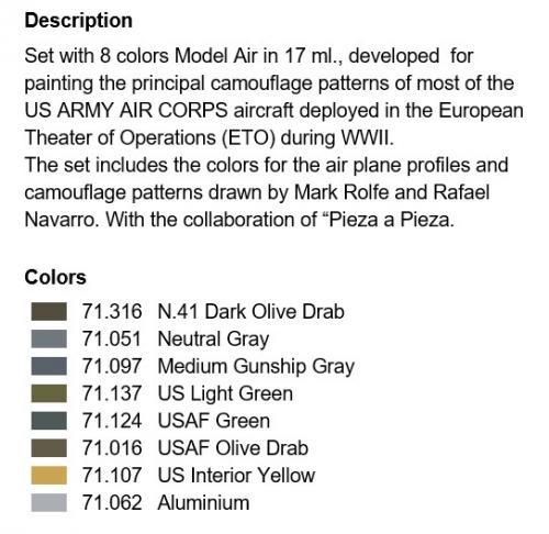 US Army Air Corps Colors (ETO) WWII (x8)