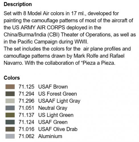 US Army Air Corps Colors (CBI) Pacific Theater WWII (x8)