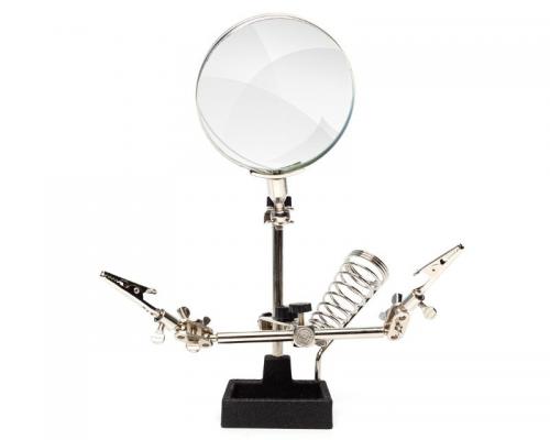 Heavy Duty helping Hand with L glass mag. + soldering stand