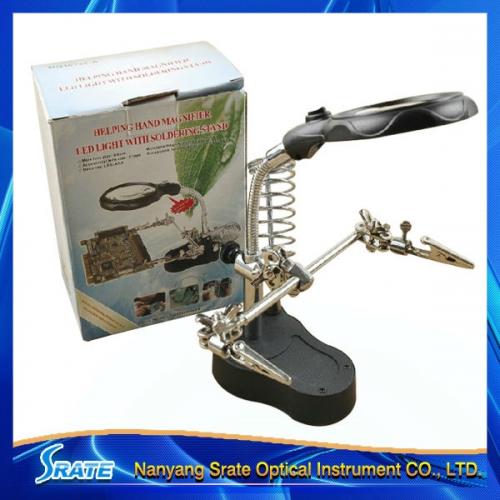 Heavy Duty LED Helping Hand w. glass mag. + tool holder