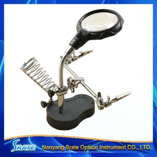 Heavy Duty LED Helping Hand w. glass mag. + tool holder