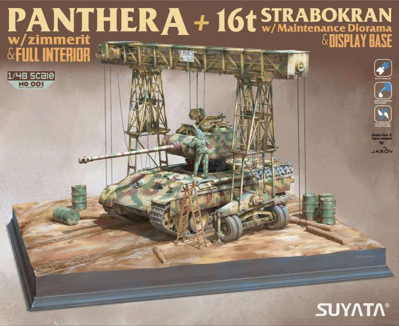 Panther A + 16T Strabokran w\ maintenance diorama + display base 1/48