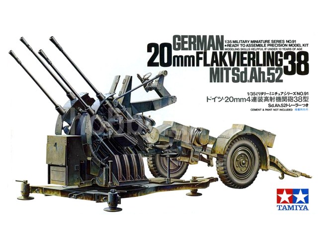 German 20mm Flakvierling 38 Mit Sd.Ah.52 1/35