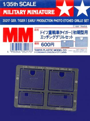 Tiger I Photo Etched Grille - Early Production 1/35