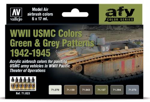WWII USMC COLORS GREEN & GREY PATTERNES 1942-1945