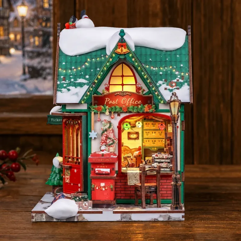 Miniature House: Snowy Night Post