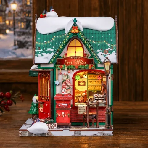 Miniature House: Snowy Night Post