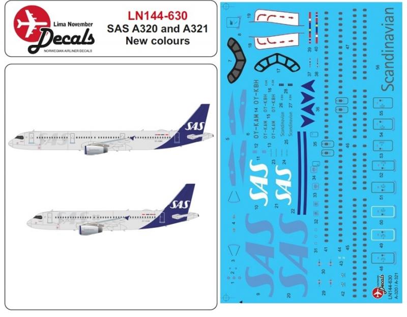 Airbus A320 incl. new livery SAS Decal 1/144