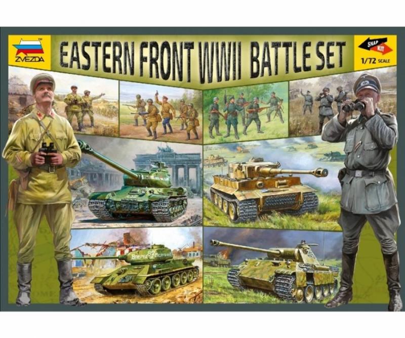 Battleset: Easter Front w. 4 tanks, German and Soviet infanry, German and Soviet HQ figures 1/72